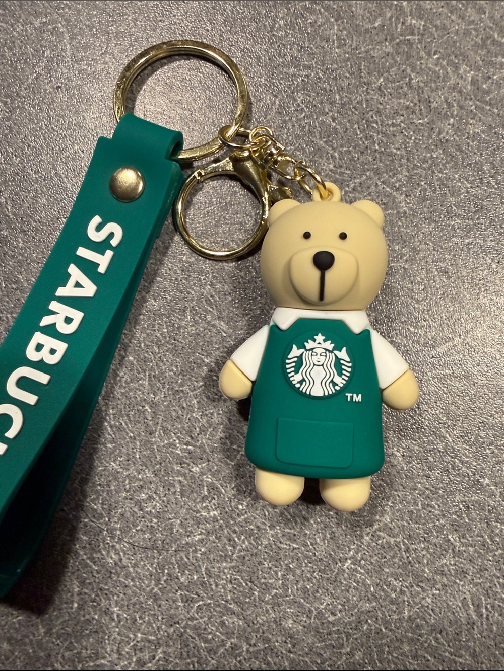 Starbucks Teal Bear Keychain with Branded Strap - Picture 2 of 5